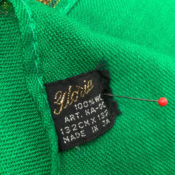 Vintage 80's Square 100% Wool Green Scarf Shawl Intricate Paisley Design. - Picture 14 of 16